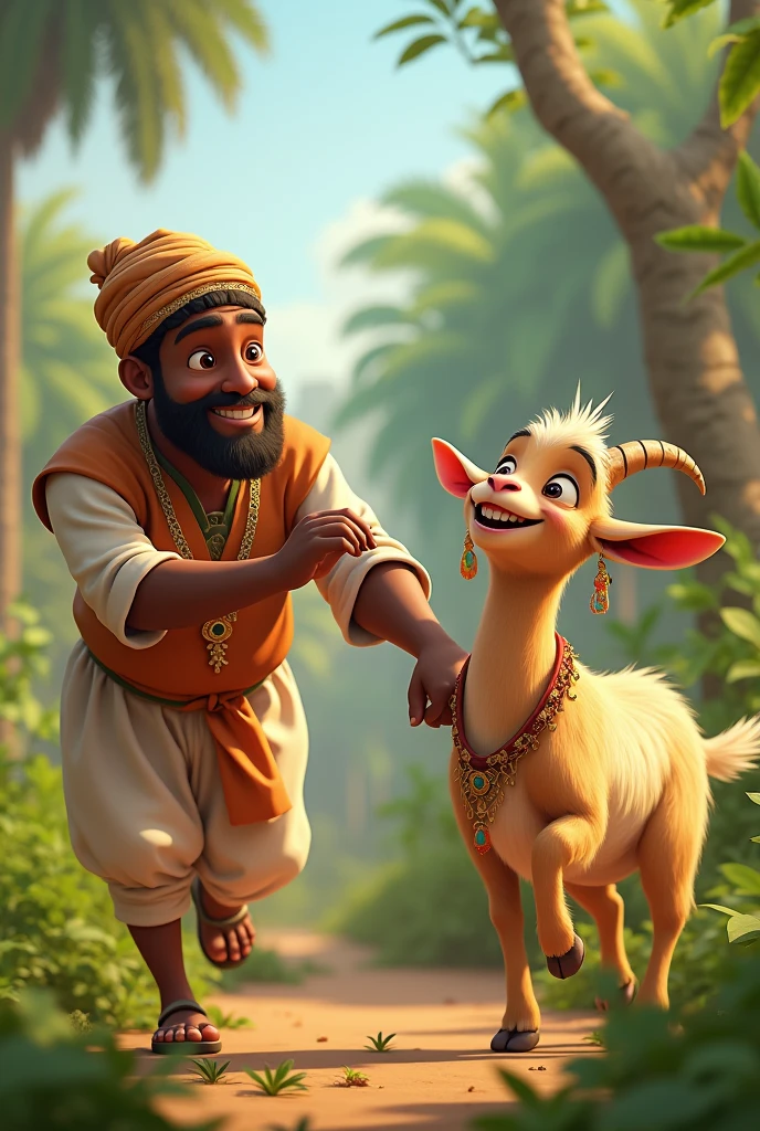 Happy Goat with a Somali man
