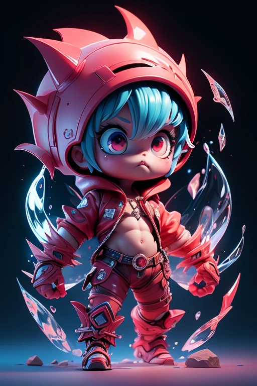 Create a monster image, a small, big-headed, baby monster.. The body is transparent and can be seen through. The image is sharp and detailed., with beautiful colors.. With arms, leg, eyes, mouth, พื้นหลังสีlegว