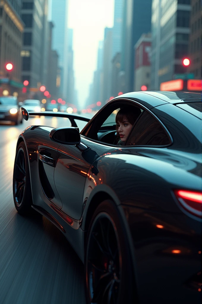 car with girl in black
