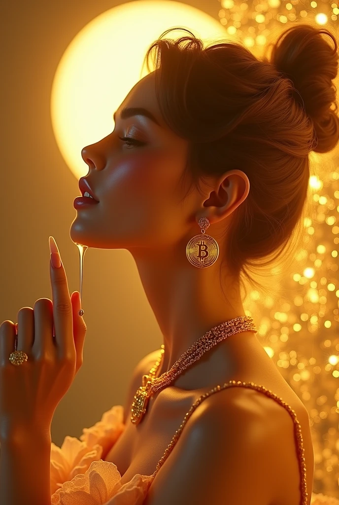 def create_honey_malvina_scene_with_bitcoin(woman, honey_elements, bitcoin_elements):
    return (f"Design a scene where {woman} takes on the role of Malvina, her sweetness and allure enhanced by {honey_elements} and {bitcoin_elements}. The soft light of a digital moon reflects off her golden bitcoin jewelry, as honey drips slowly from her fingertips, symbolizing the sweet, irresistible pull of cryptocurrency wealth mixed with fairy tale magic.")

# Пример использования
honey_malvina_scene_with_bitcoin = create_honey_malvina_scene_with_bitcoin(
    "a delicate and captivating Malvina",
    "honeycomb patterns, golden honey drops, and the warm embrace of soft lighting",
    "bitcoins embedded in the honeycomb and glistening like droplets on her skin"
)
print(honey_malvina_scene_with_bitcoin)
