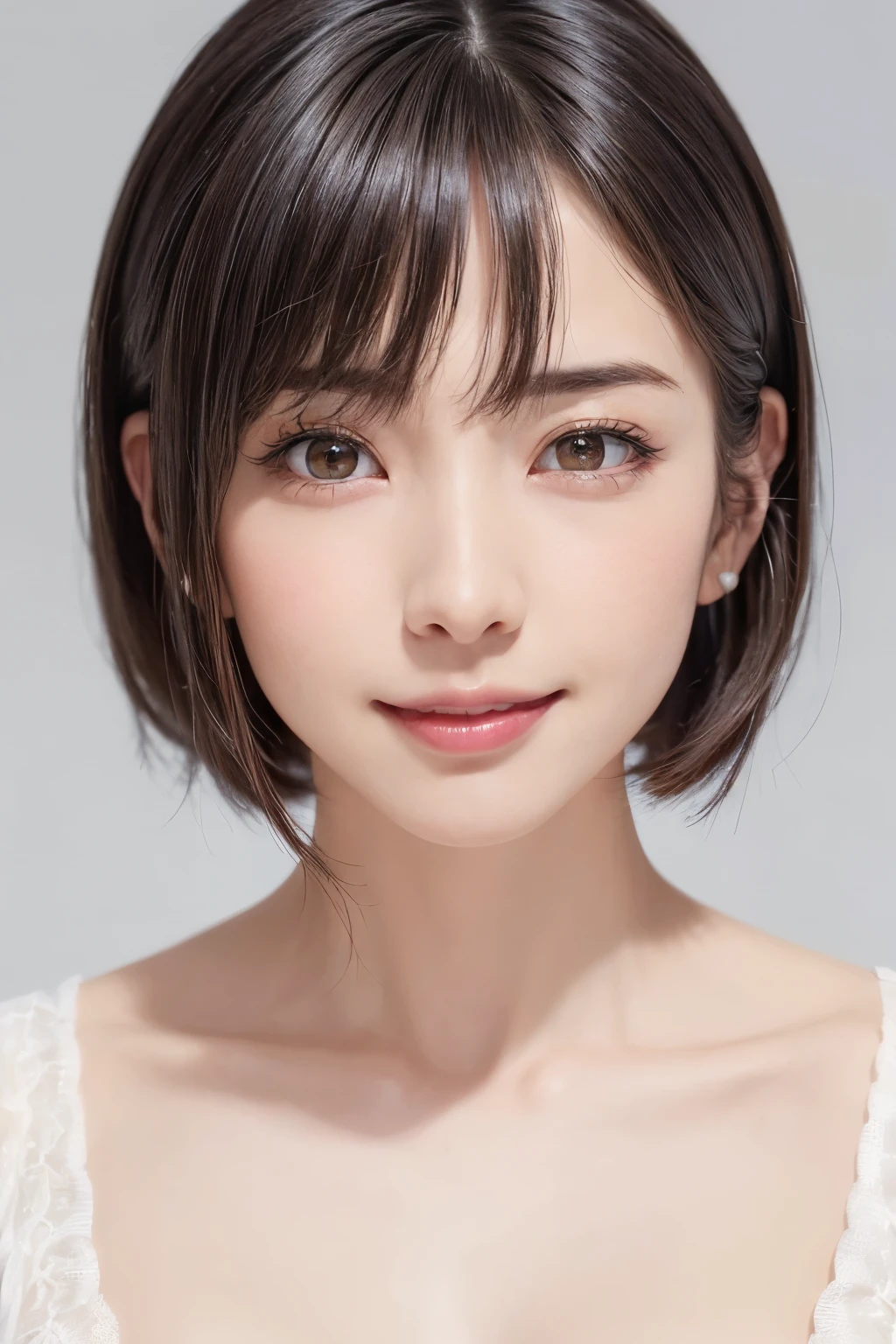 (software:1.8、masterpiece, Highest quality),1 person, alone, hyper Realistic, Realistic,Realistic, Looking at the audience, Light brown eyes:1.4,Brunette Short Bob Hair with highly detailed shiny hair, Brightly colored winter clothes, Lepangas:1.4), Outdoor, Mouth closed, Upper Body、big chest eye、eyelash、{Hugeな|big chest|Hugeなな|Mega} whole :2, chestの谷間:2、(((big chest eye、Short Bob Hair、Highlights from Students、Looking at the audience、She is very beautiful and cute、Show me your ears、Long neck、smile、Close your mouth and smile、Bangs and beautiful teeth)))、Ideal body type、(Nothing is drawn、A very beautiful pure white background:1.6)、美しいLong neck:1.4、(({Huge|big|Hugeな|Mega} chest, chestの谷間:2、Upper Bodyは服を着ていない:1.6))、(((Portraiture:2)))、Perfect Anatomy
