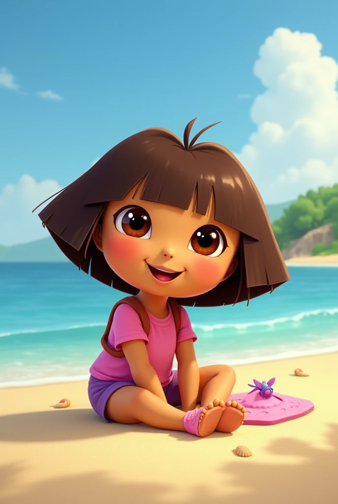 Dora the Explorer without brand new clothes on the beach