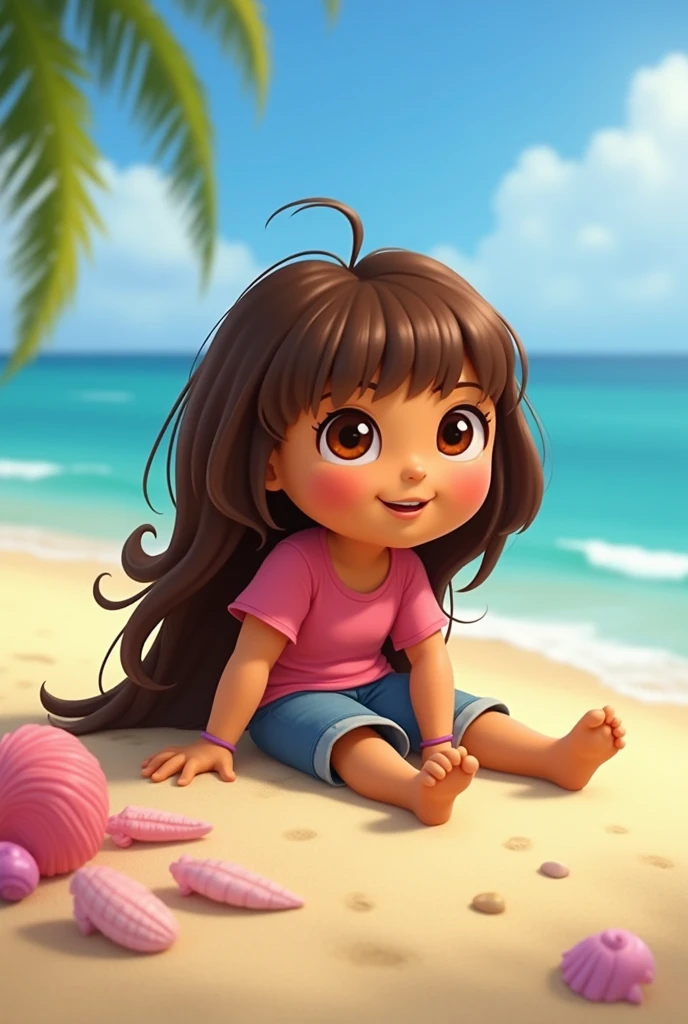 Dora the Explorer without brand new clothes on the beach