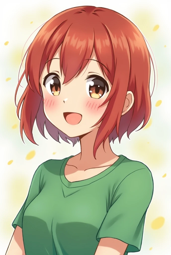 Mahiru Tsuyuzaki, Happy, Green Shirt, Cute