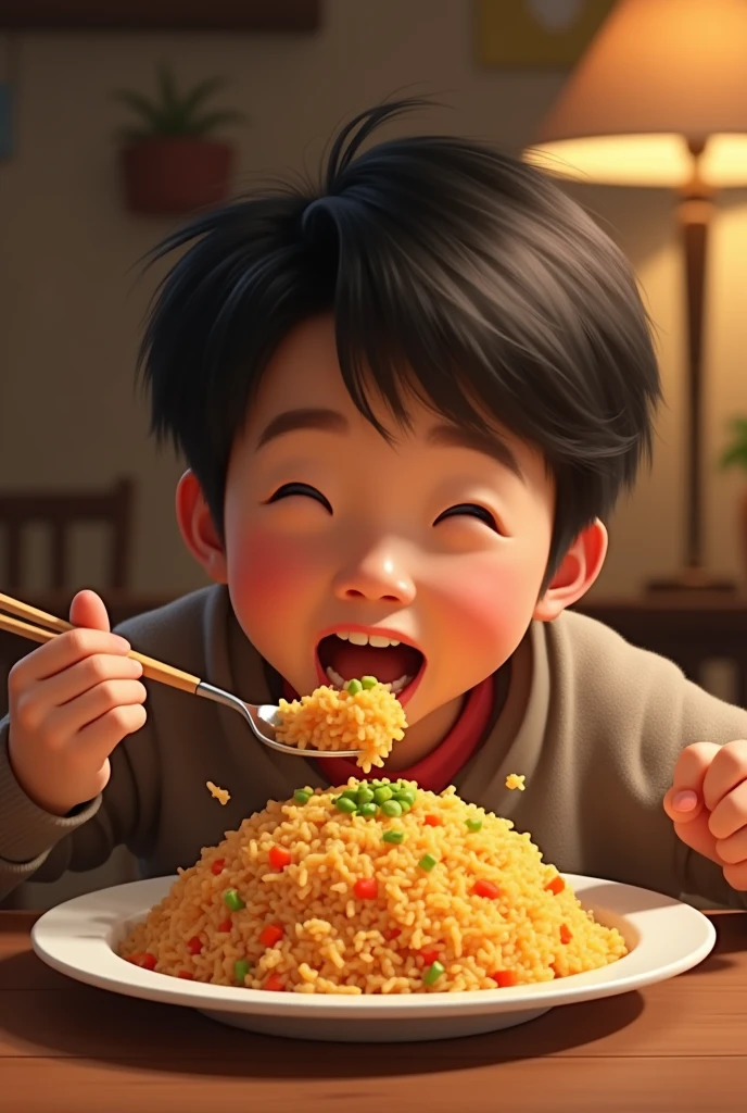  fry rice eating