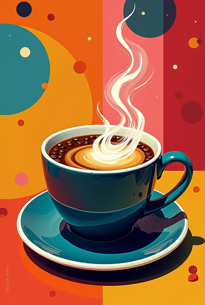 modern advertisement with the use of pop art, with coffee painting
