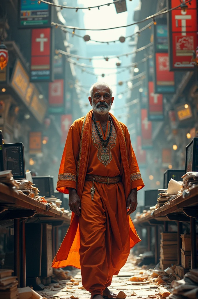 A trader man with kurta on the big trading setup