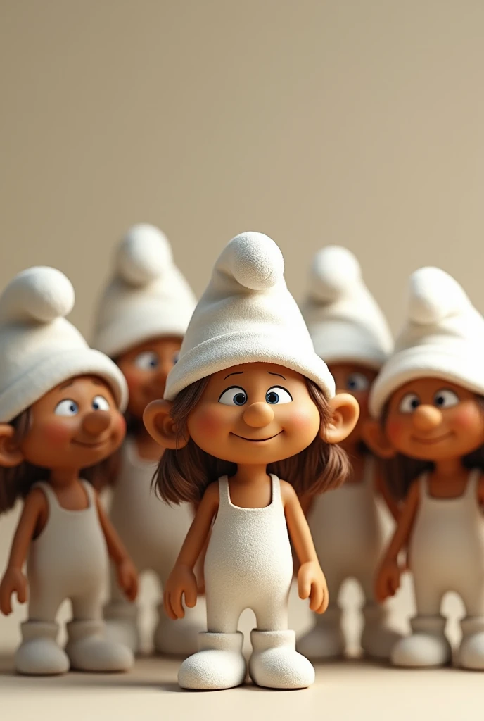 Change the color of the Smurfs to brown and the hats and clothes to white