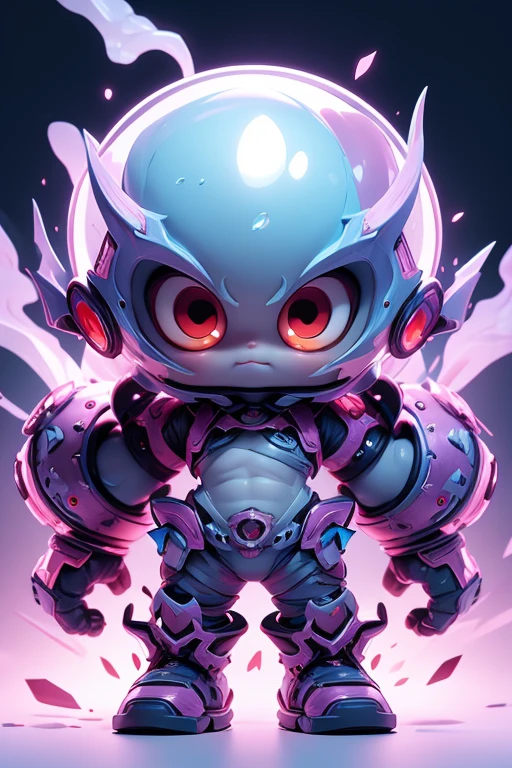 Create a monster image, a small, big-headed, monster.. The body is transparent and can be seen through. The image is sharp and detailed., with beautiful colors.. With arms, leg, eyes, mouth, พื้นหลังสีlegว