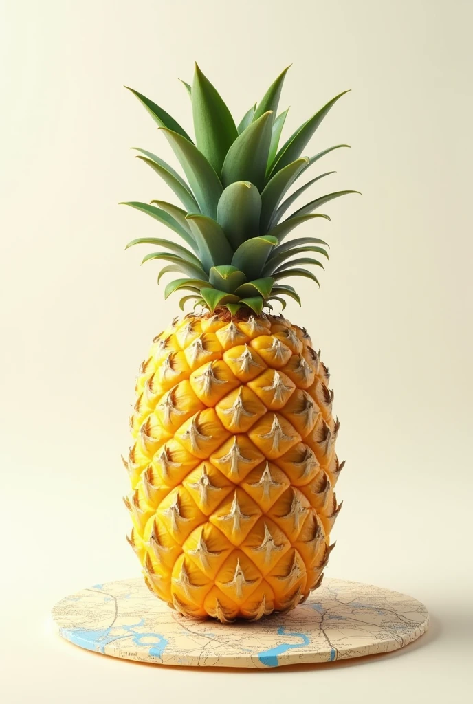 Think of the pineapple as a cylinder，Use its surface to unfold and make a plane map
