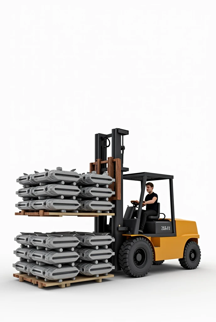 metal ingots loading with forklift with white background