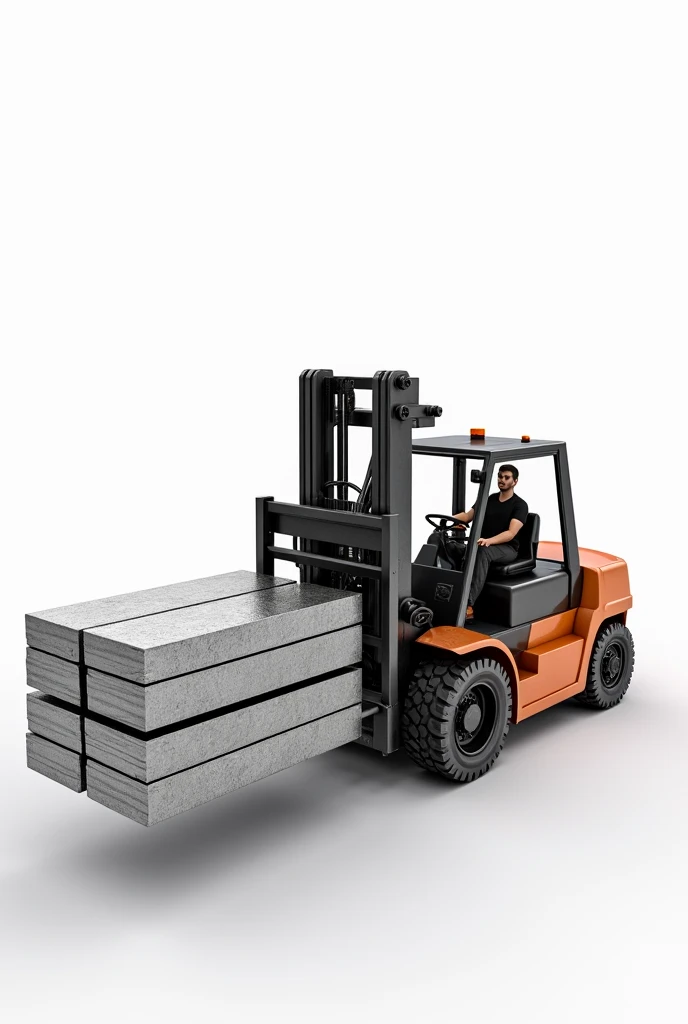 metal ingots loading with forklift with white background
