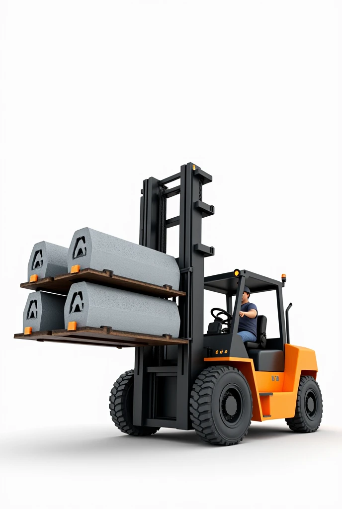 metal ingots loading with forklift with white background