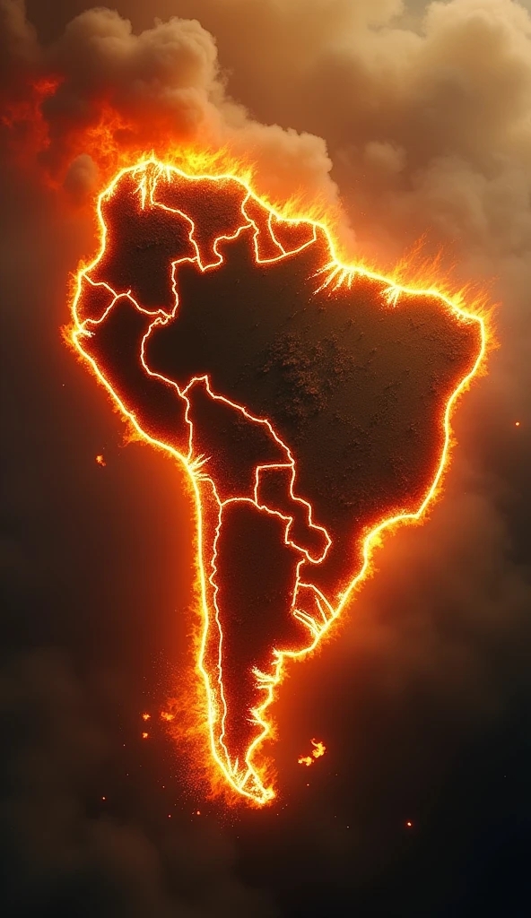 Map of Brazil on fire