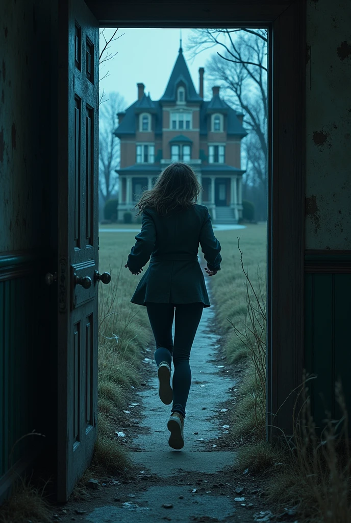 At last, she burst through the front door into the cold night air. She ran down the overgrown path, not daring to look back. The mansion stood behind her, silent and imposing, the front door slamming shut with a finality that seemed to echo in the stillness
RUINED FURNITURE AND PEELING OF THE WALLPAPER SCARY, HORROR, INTENSE
