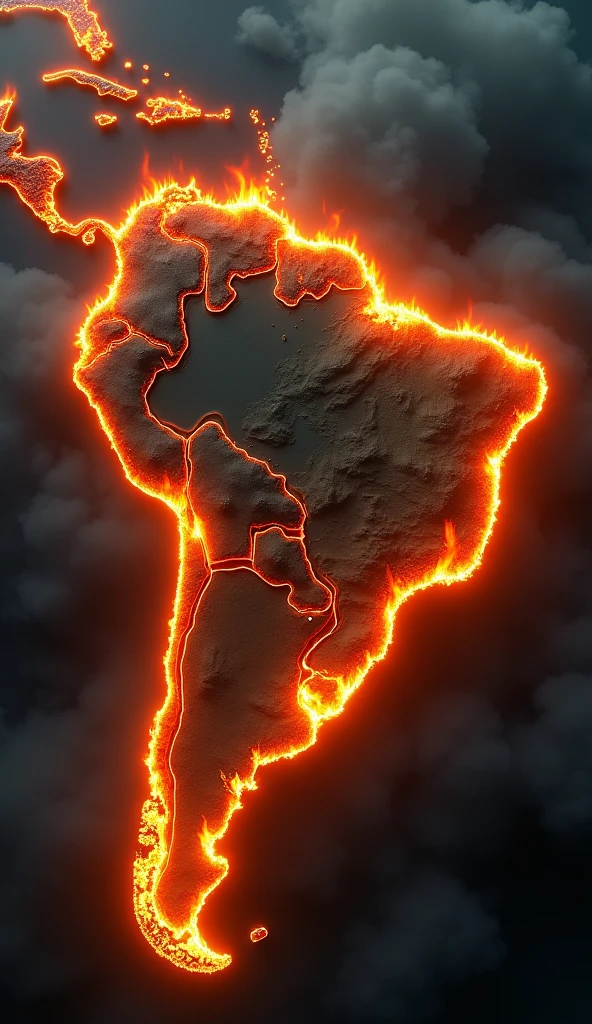 3D map of Brazil on fire