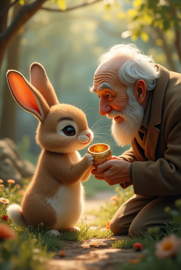 Rabbit x old man ring cute