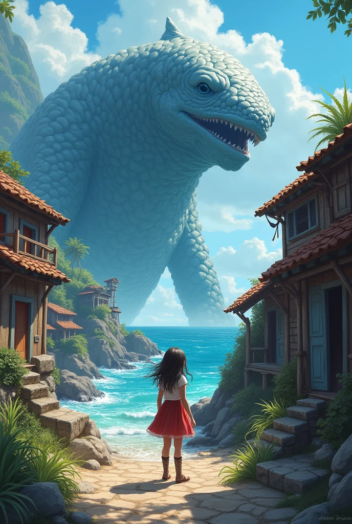 In a small coastal village surrounded by the vast, mysterious ocean, there lived a brave girl named Elara . The villagers often spoke in hushed tones about the Guardian of the Deep, a colossal creature said to protect the seas from those who would harm it. The Guardian was both feared and revered, its presence a legend passed down through generations.