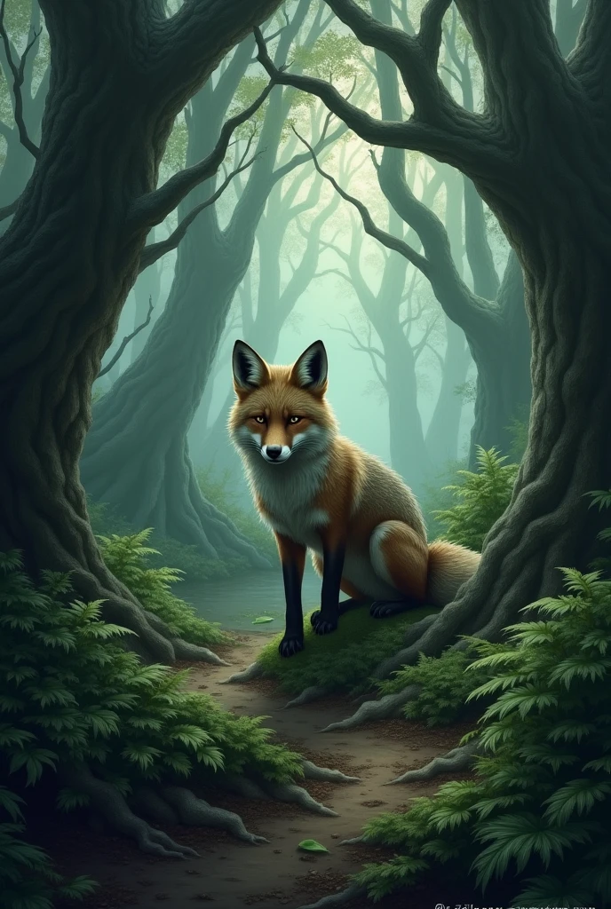 Sad Fox going through forest