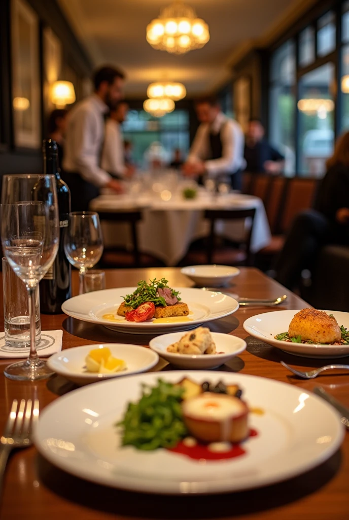 Photo of food in a restaurant from the perspective of a visitor