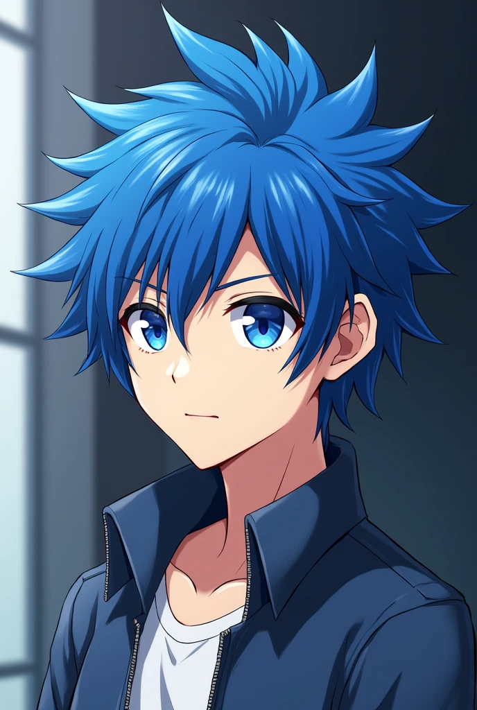 Reito is a young man of an average height with a slender build. He has blue irises with spiky blue hair.