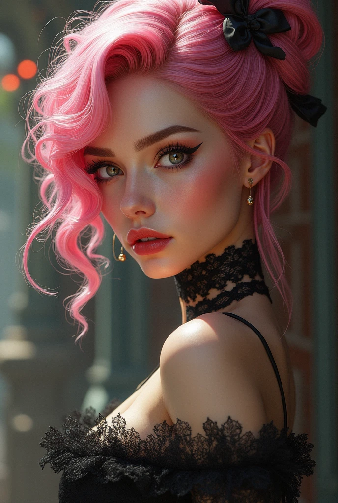 a sexy girl with pink hair in mini skirt, detailed facial features, beautiful detailed eyes, beautiful detailed lips, extremely detailed eyes and face, long eyelashes, detailed clothing, elegant fashion, detailed background, (best quality,4k,8k,highres,masterpiece:1.2),ultra-detailed,(realistic,photorealistic,photo-realistic:1.37),vibrant colors,dramatic lighting,cinematic composition,intricate details,glowing skin,volumetric lighting,dramatic pose,fantasy,digital painting