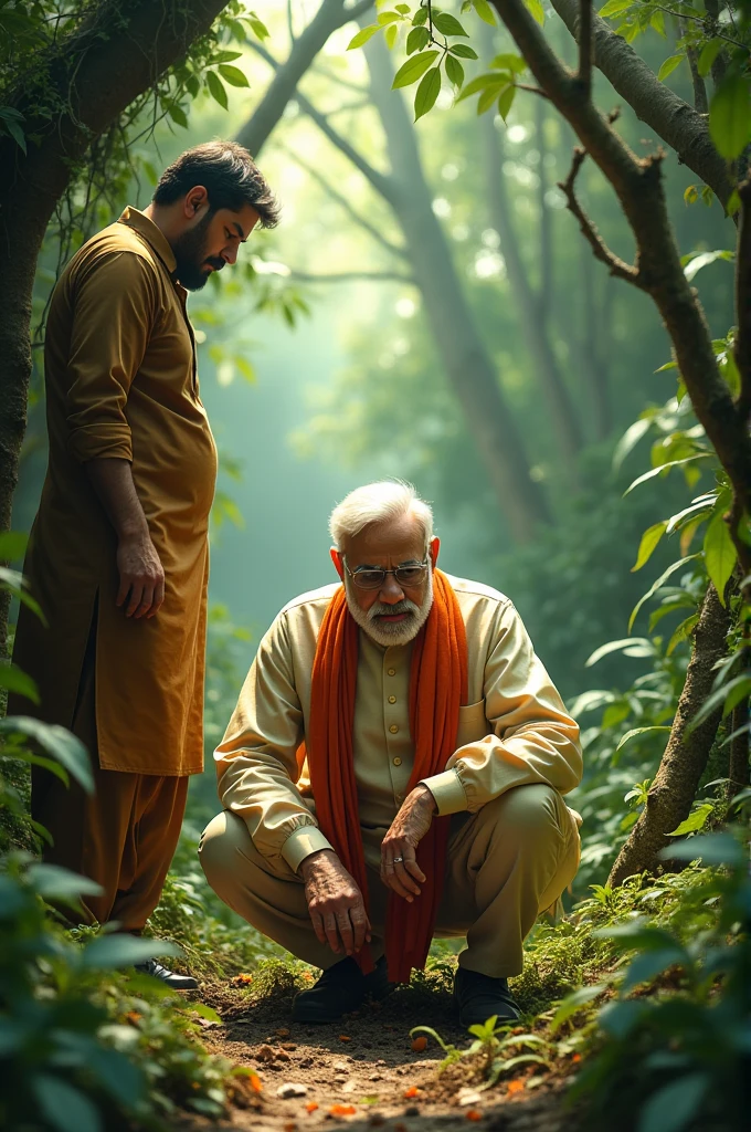 Make Narendra modi pooping in jungle with body guard