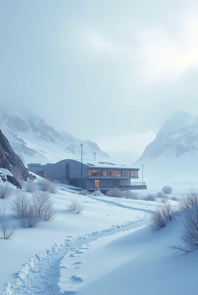 Antarctica snowfall time with resarch centre with realistic video for YouTube thumbnail