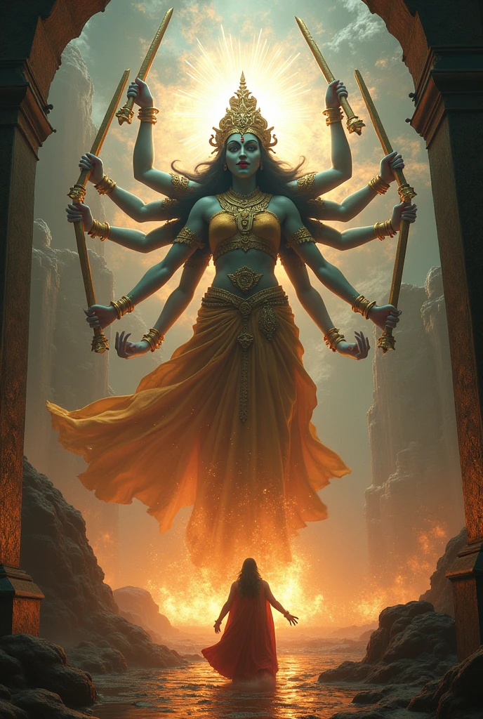 Maa durga threating king kangsa, inside his jail fantasyreal