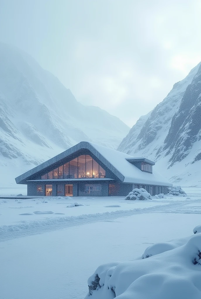 Antarctica snowfall time with resarch centre with realistic video for YouTube thumbnail 16:9 ratio