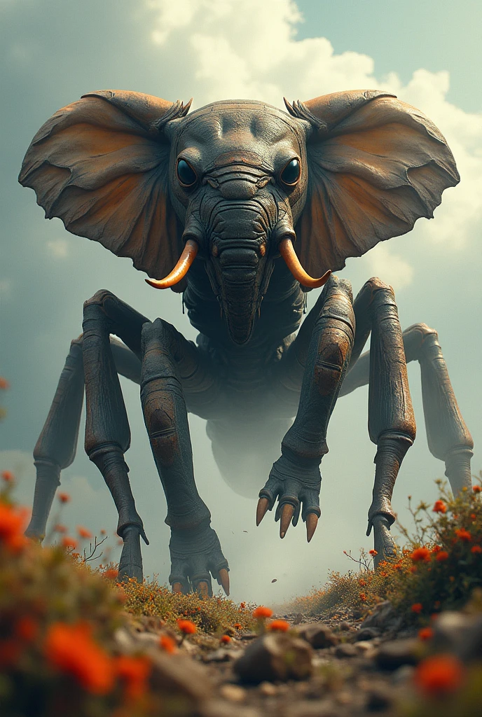 Very very bold ant with elephant 