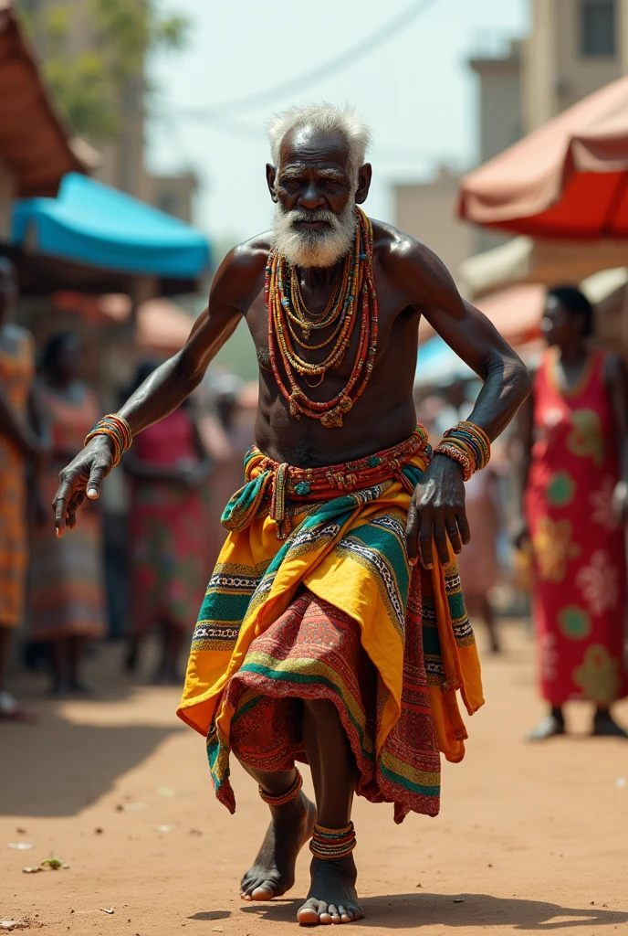 African old dancing on the street