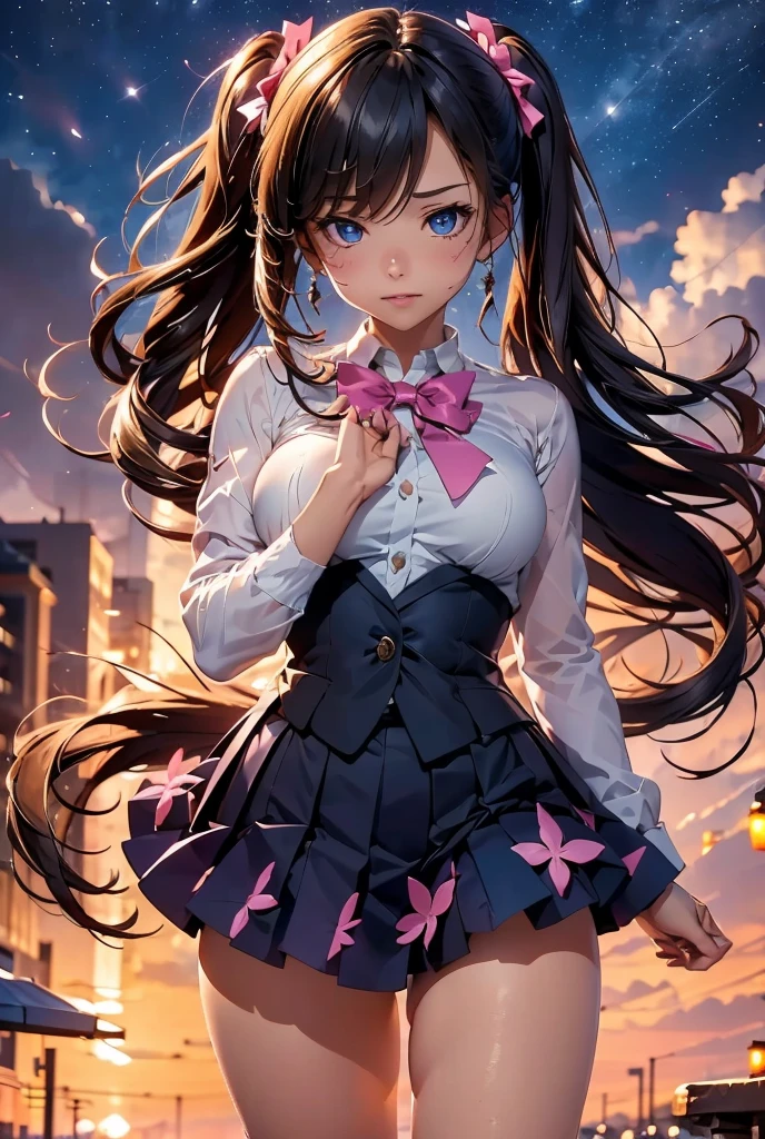 nsfw:1.1, high resolution:1.7, incredibly absurdres, kawaii:1, cute:1.5, hires.fix,anime visual:1,incredibly fine illustration,8k,masterpiece:1.2,best quality, high quality, exquisite, beautiful,insanely detailed, intricate detailed, extremely detailed, Super Definition,ultra high res, Super Resolution, best aesthetic, ultra detailed:1.5,best quality, perfect face, detailed face, masterpiece:1.2, illustration:1.2, 8k cg wallpaper, stunning art,absurdres,octane render,ultra hires,Japanese anime style, 8K, (a girl),upward breasts,waist slender, (black medium hair), disheveled hair,wavy hair, sky blue ribbon trim, shiny hair, shiny skin, cute face, (beautiful blue eyes, shiny eyes), (orgasm face, O-face), blush cheeks, arched back, (teenager magical girl), pink frill skirt, white leotard, pink insert, ribbon, (white elbow groves), white legwear, full body, (asphalt), ((girl trembling with sexual climax)),(tentacles:1.2), (tentacles in vaginal),