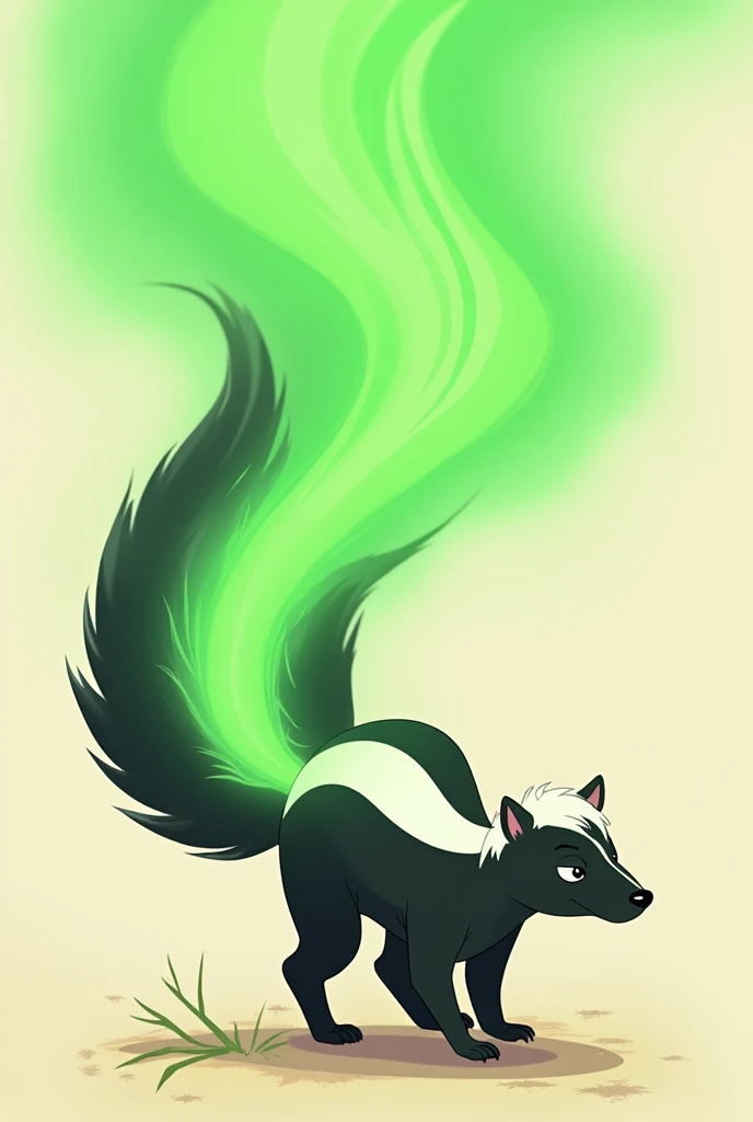A skunk releasing its scent i.e. animated green vapor 2d