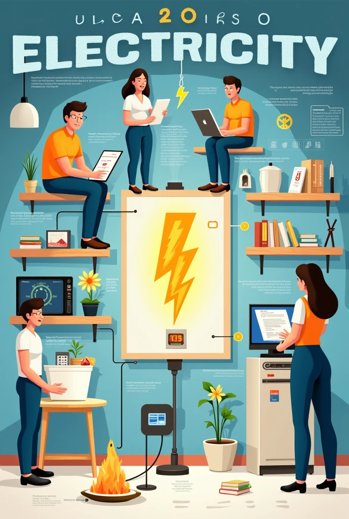 Create an poster about "how is electricity is important on human lives?"
make the drawing/poster super easy to draw