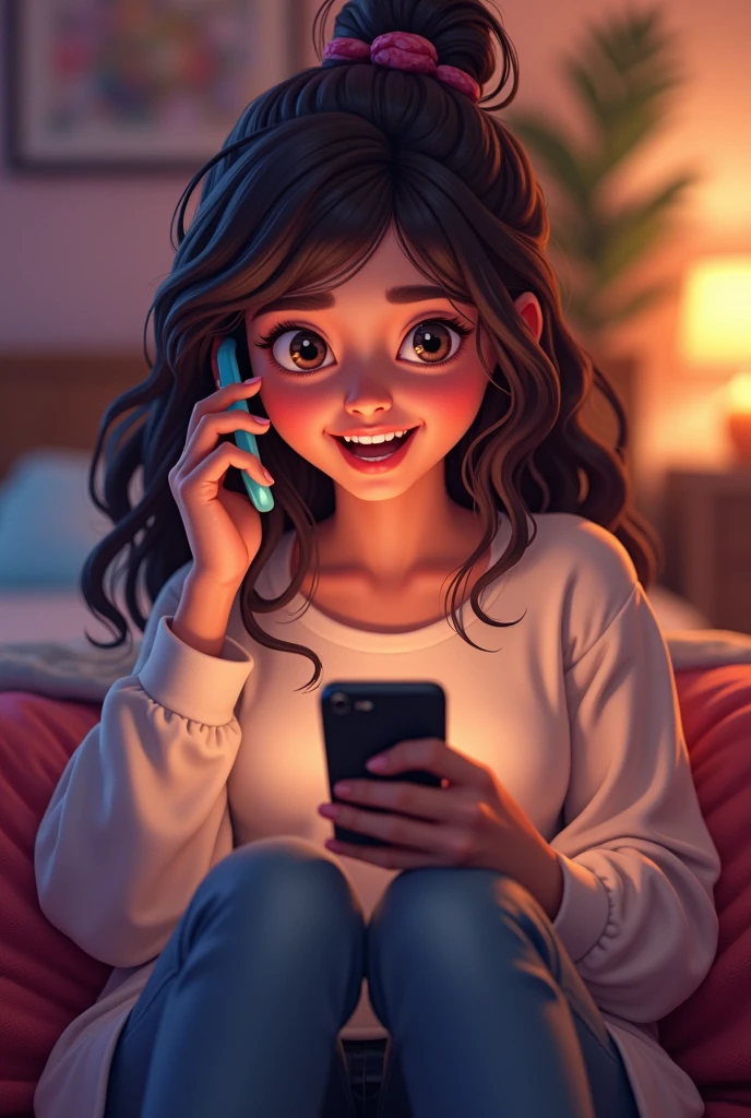 A girl talking through her phone