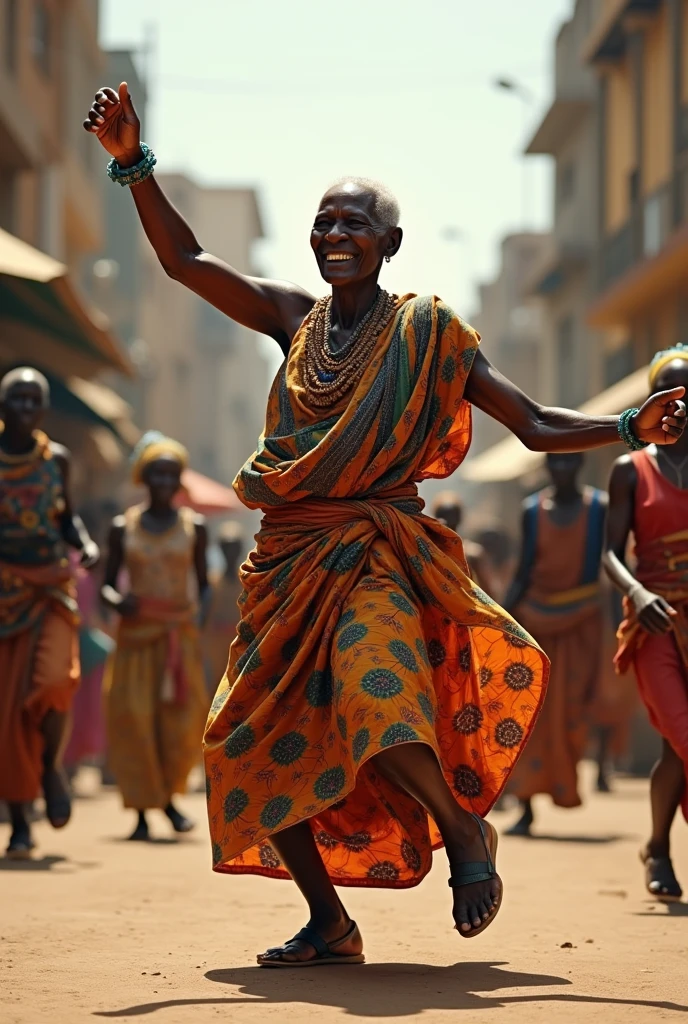 African old dancing on the street best style