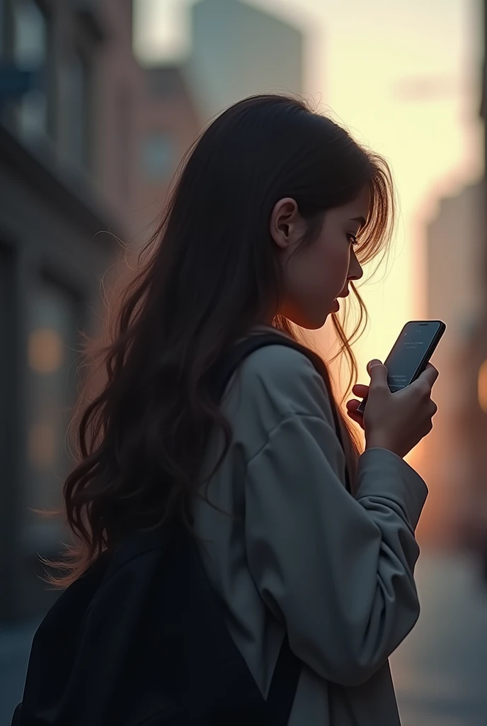 A girl talking through her phone
The pov is in the back of the girl holding a phone