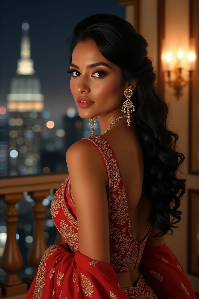A model that you want, hair colour , facial expressions, background , dress and Glamorous evening look Indian colour etc.