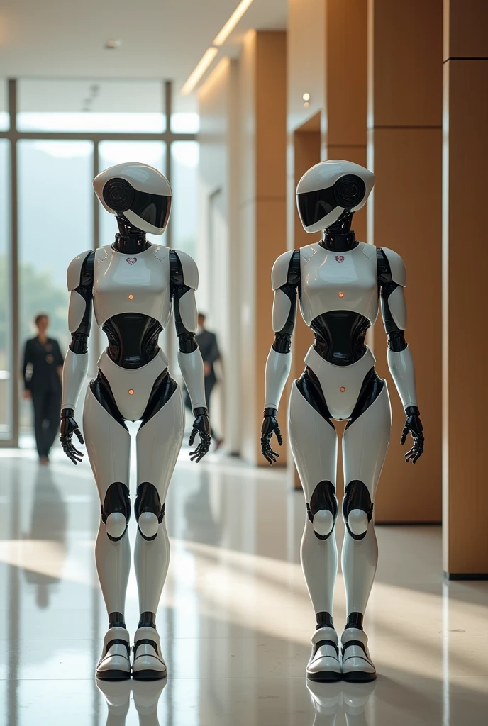 Help me draw Robots will take over the role of receptionists and cleaning staff in hotels by 2050