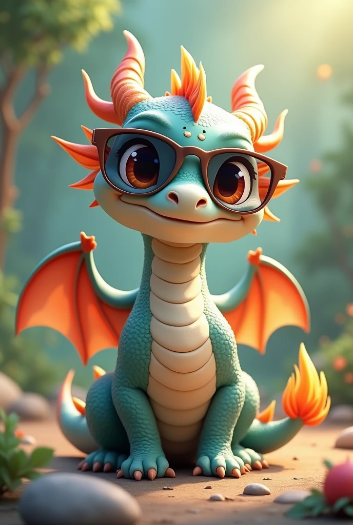 make a cute dragon with ying and yang energy with sunglasses