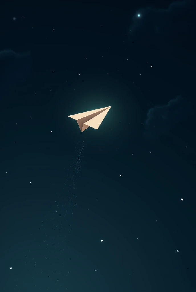 paper airplane flying in the dark sky