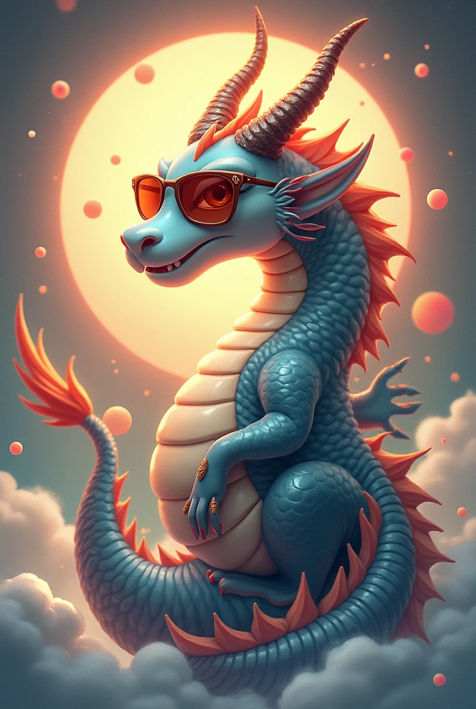 make a cute dragon with ying and yang energy with sunglasses chinese calender
