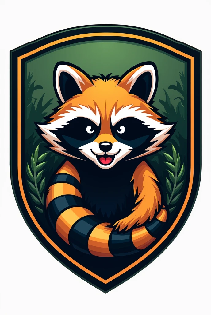 Create a soccer team shield template　The motif is a raccoon