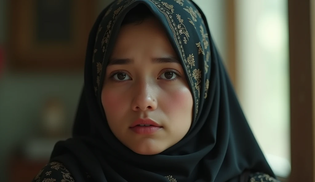 photorealism:1.2), Beautiful woman, sweet, graceful, Indonesia, Muslim,very sorry expression, tired, tired, bite,
Background image of a futile thing, useless Obviously, beautiful, bright, easy to understand