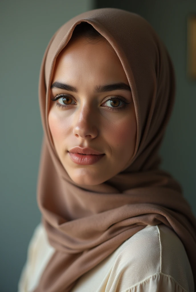 Hijab girl in studio . Two light photography. Shoot by canon r1. Two soft light come from godox v1.