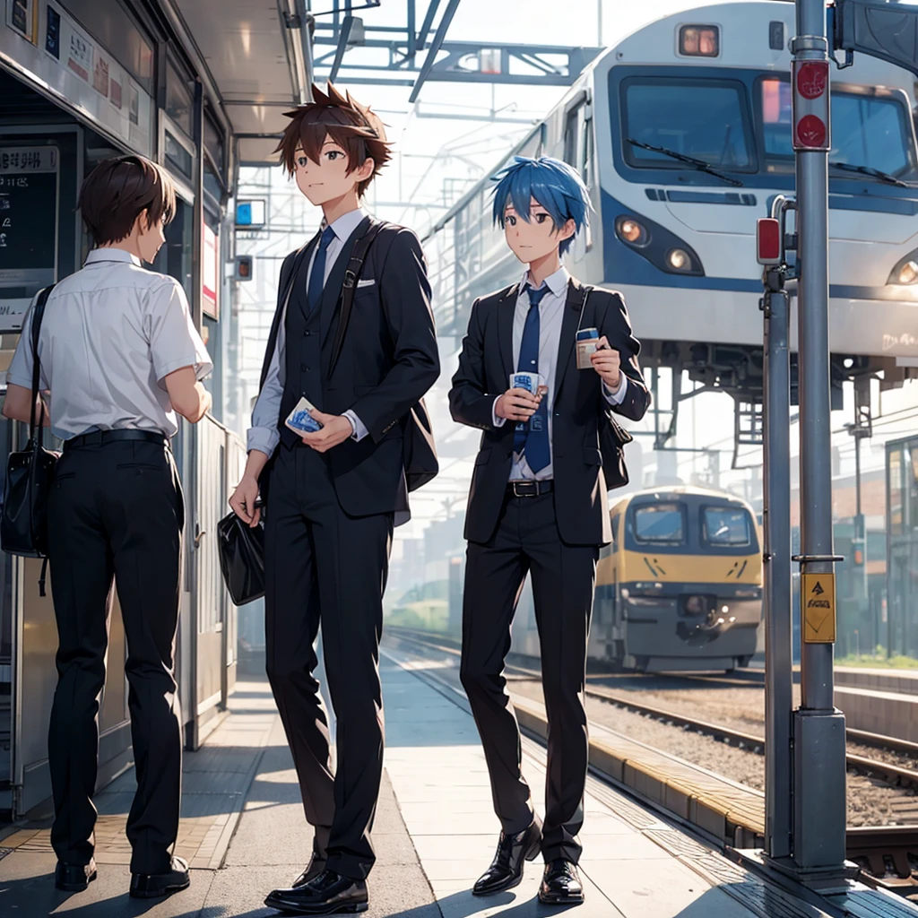 Mr. Sora returns from work and meets his best friend at the train station.