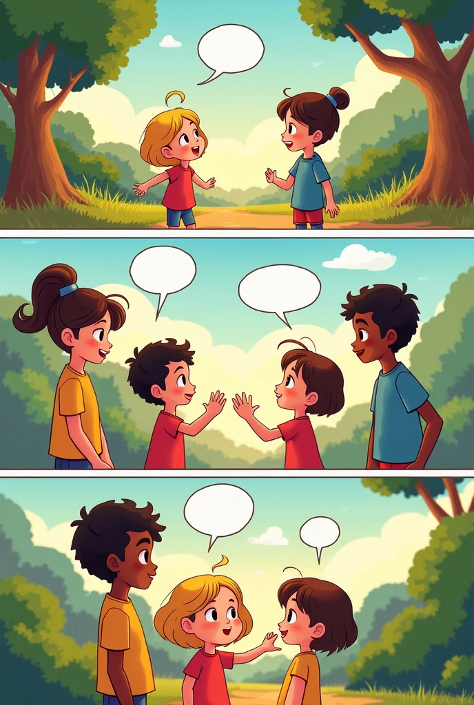 Create comic moral story with dialogue box for kids