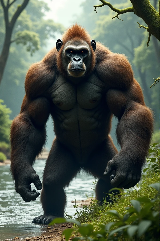 A big monkey near a river bank