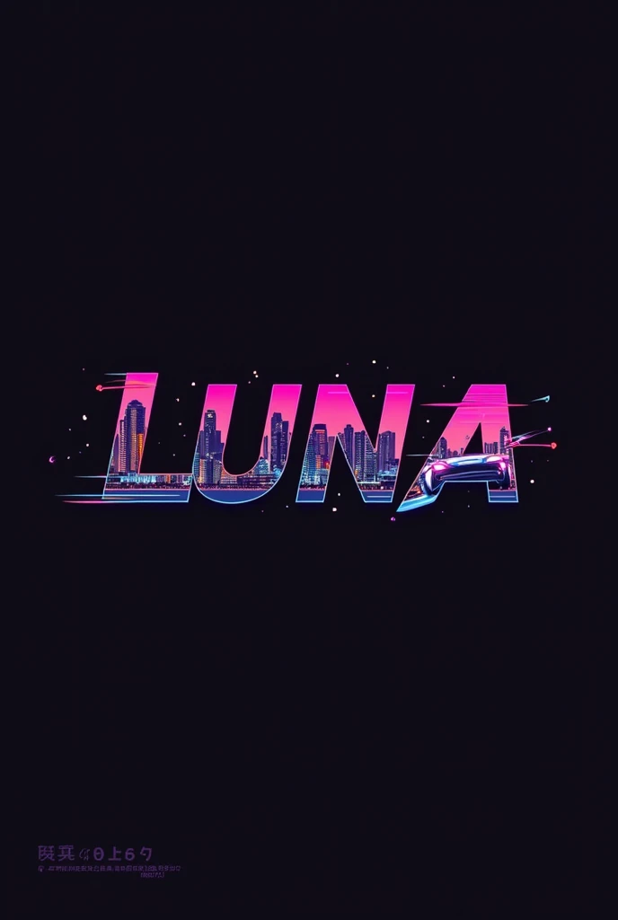 High resolution, Logo for Jdm cars, logo spelling swiftly “Luna” cool, Jdm theme, anime theme, Cyberpunk vibe name spelling, brand logo, logo for tshirt, brand logo “LUNA”, Tokyo vibes, neon vibes, acid trip vibes, acid trip, shooting stars, acid trip inside “LUNA”